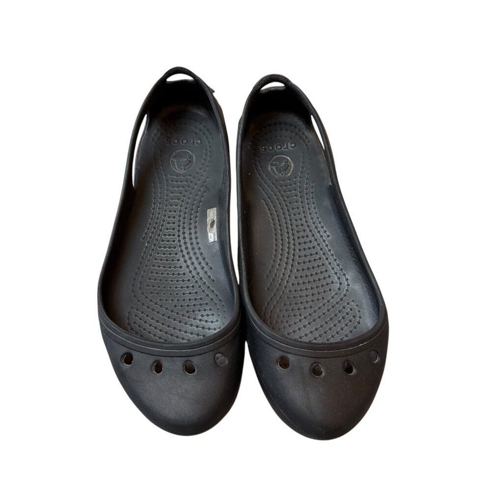 Crocs Kadee Ballet Flat Shoes Womens Size 6 Black Slip On Slingback Comfort